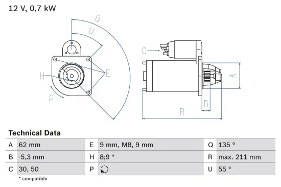 Starter 12 V 0,7 kW BOSCH 0 986 017 930 Bild Starter 12 V 0,7 kW BOSCH 0 986 017 930