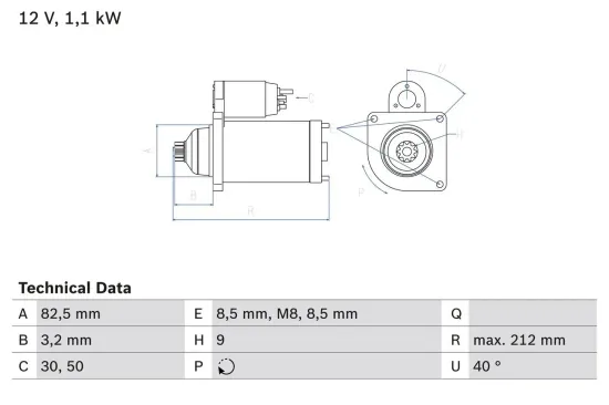 Starter 12 V 1,1 kW BOSCH 0 986 017 940 Bild Starter 12 V 1,1 kW BOSCH 0 986 017 940