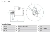 Starter 12 V 1,7 kW BOSCH 0 986 018 180