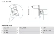 Starter 12 V 2,2 kW BOSCH 0 986 018 250