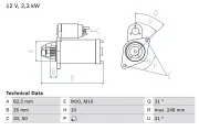 Starter 12 V 2,2 kW BOSCH 0 986 018 270