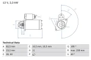 Starter 12 V 2,3 kW BOSCH 0 986 018 290