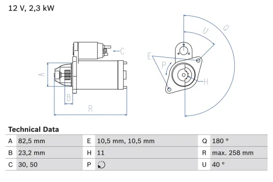 Starter 12 V 2,3 kW BOSCH 0 986 018 290 Bild Starter 12 V 2,3 kW BOSCH 0 986 018 290