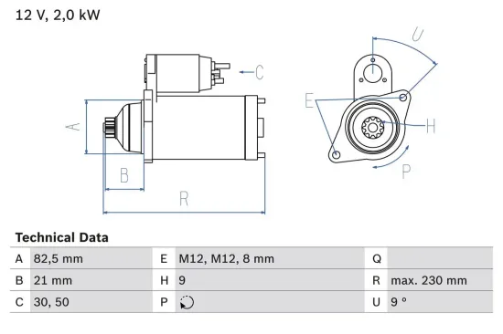 Starter 12 V 2 kW BOSCH 0 986 018 380 Bild Starter 12 V 2 kW BOSCH 0 986 018 380