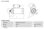 Starter 12 V 2 kW BOSCH 0 986 018 390