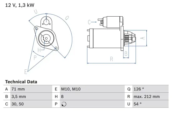 Starter 12 V 1,3 kW BOSCH 0 986 018 561 Bild Starter 12 V 1,3 kW BOSCH 0 986 018 561