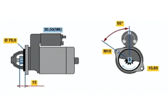 Starter 12 V 0,7 kW BOSCH 0 986 018 630 Bild Starter 12 V 0,7 kW BOSCH 0 986 018 630