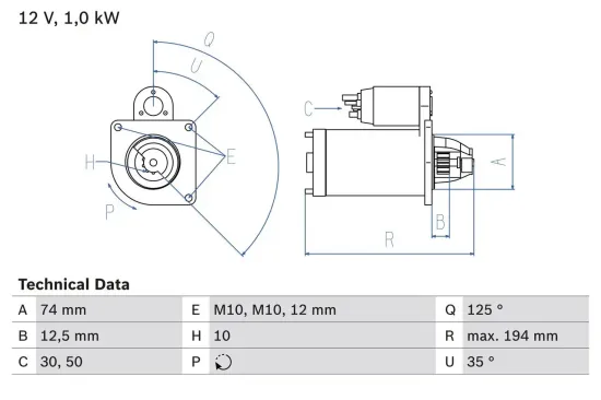 Starter 12 V 1 kW BOSCH 0 986 018 711 Bild Starter 12 V 1 kW BOSCH 0 986 018 711