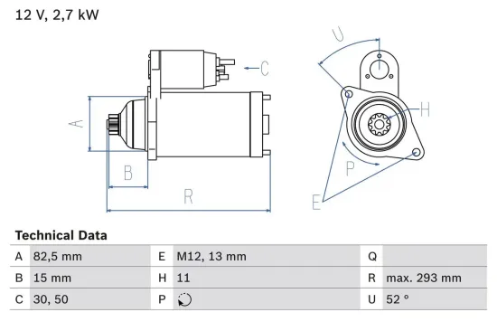 Starter 12 V 2,7 kW BOSCH 0 986 018 751 Bild Starter 12 V 2,7 kW BOSCH 0 986 018 751