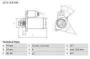 Starter 12 V 0,9 kW BOSCH 0 986 018 830