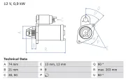 Starter 12 V 0,9 kW BOSCH 0 986 018 840