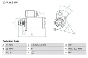 Starter 12 V 0,9 kW BOSCH 0 986 018 840