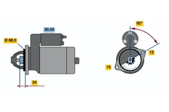 Starter 12 V 0,9 kW BOSCH 0 986 018 840 Bild Starter 12 V 0,9 kW BOSCH 0 986 018 840