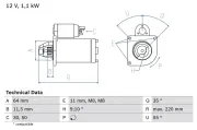 Starter 12 V 1,1 kW BOSCH 0 986 018 880