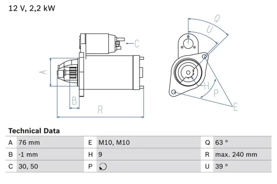 Starter 12 V 2,2 kW BOSCH 0 986 018 910 Bild Starter 12 V 2,2 kW BOSCH 0 986 018 910