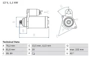 Starter 12 V 1,1 kW BOSCH 0 986 018 920