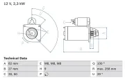 Starter 12 V 2,3 kW BOSCH 0 986 018 950