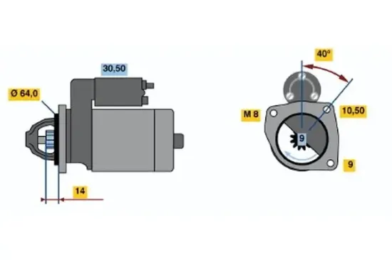 Starter 12 V 0,8 kW BOSCH 0 986 019 291 Bild Starter 12 V 0,8 kW BOSCH 0 986 019 291