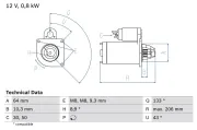 Starter 12 V 0,8 kW BOSCH 0 986 019 301