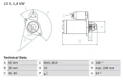 Starter 12 V 1,4 kW BOSCH 0 986 019 500