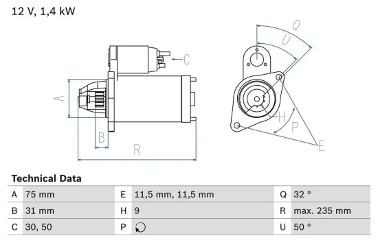 Starter 12 V 1,4 kW BOSCH 0 986 019 840 Bild Starter 12 V 1,4 kW BOSCH 0 986 019 840