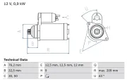 Starter 12 V 0,9 kW BOSCH 0 986 019 890