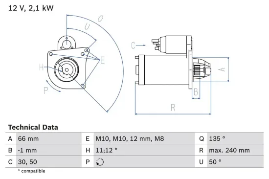 Starter 12 V 1,8 kW BOSCH 0 986 020 131 Bild Starter 12 V 1,8 kW BOSCH 0 986 020 131