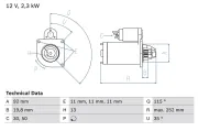 Starter 12 V 2,3 kW BOSCH 0 986 020 181