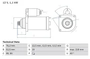 Starter 12 V 1,1 kW BOSCH 0 986 020 240