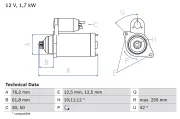 Starter 12 V 1,7 kW BOSCH 0 986 020 260