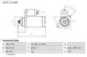 Starter 12 V 1,7 kW BOSCH 0 986 020 280