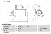 Starter 12 V 1 kW BOSCH 0 986 020 290