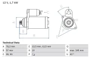 Starter 12 V 1,7 kW BOSCH 0 986 020 320