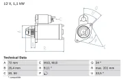 Starter 12 V 1,1 kW BOSCH 0 986 020 350