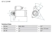 Starter 12 V 2,3 kW BOSCH 0 986 020 360