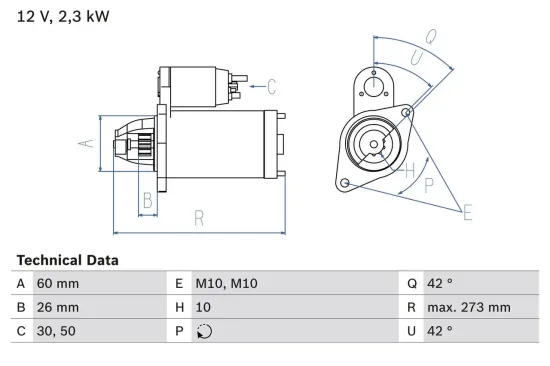 Starter 12 V 2,3 kW BOSCH 0 986 020 360 Bild Starter 12 V 2,3 kW BOSCH 0 986 020 360