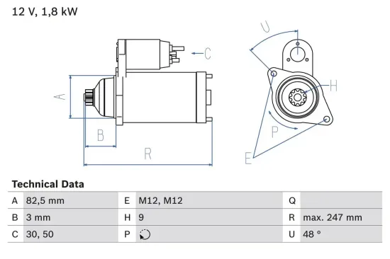 Starter 12 V 1,8 kW BOSCH 0 986 020 370 Bild Starter 12 V 1,8 kW BOSCH 0 986 020 370