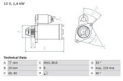Starter 12 V 1,6 kW BOSCH 0 986 020 411
