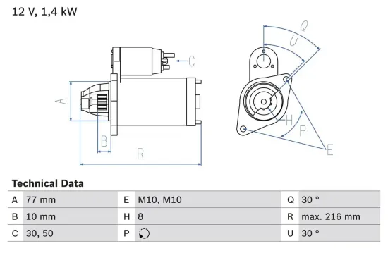 Starter 12 V 1,6 kW BOSCH 0 986 020 411 Bild Starter 12 V 1,6 kW BOSCH 0 986 020 411