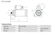 Starter 12 V 2,2 kW BOSCH 0 986 020 601