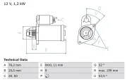 Starter 12 V 1,2 kW BOSCH 0 986 020 890