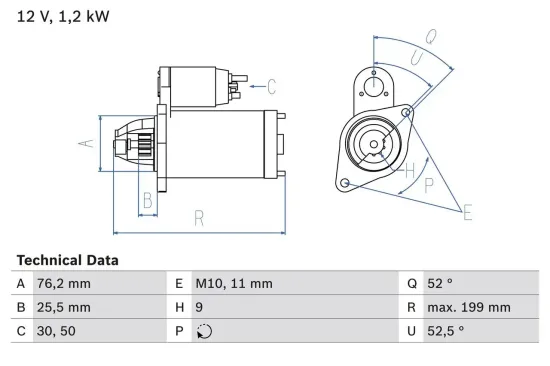 Starter 12 V 1,2 kW BOSCH 0 986 020 890 Bild Starter 12 V 1,2 kW BOSCH 0 986 020 890