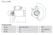 Starter 12 V 1,1 kW BOSCH 0 986 020 900