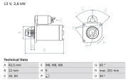 Starter 12 V 2,6 kW BOSCH 0 986 021 041