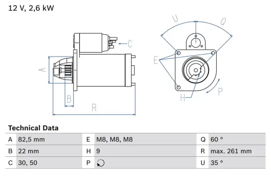 Starter 12 V 2,6 kW BOSCH 0 986 021 041 Bild Starter 12 V 2,6 kW BOSCH 0 986 021 041
