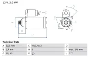 Starter 12 V 2 kW BOSCH 0 986 021 220