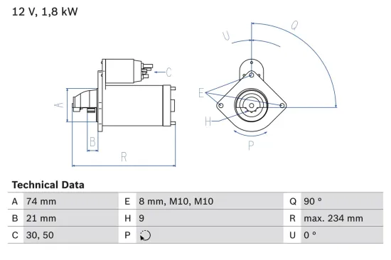 Starter 12 V 1,8 kW BOSCH 0 986 021 230 Bild Starter 12 V 1,8 kW BOSCH 0 986 021 230