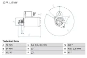 Starter 12 V 1,6 kW BOSCH 0 986 021 260