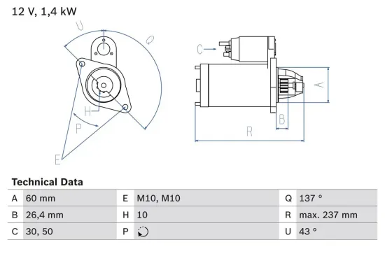 Starter 12 V 1,4 kW BOSCH 0 986 021 280 Bild Starter 12 V 1,4 kW BOSCH 0 986 021 280