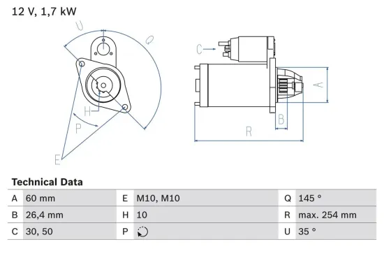 Starter 12 V 1,7 kW BOSCH 0 986 021 320 Bild Starter 12 V 1,7 kW BOSCH 0 986 021 320